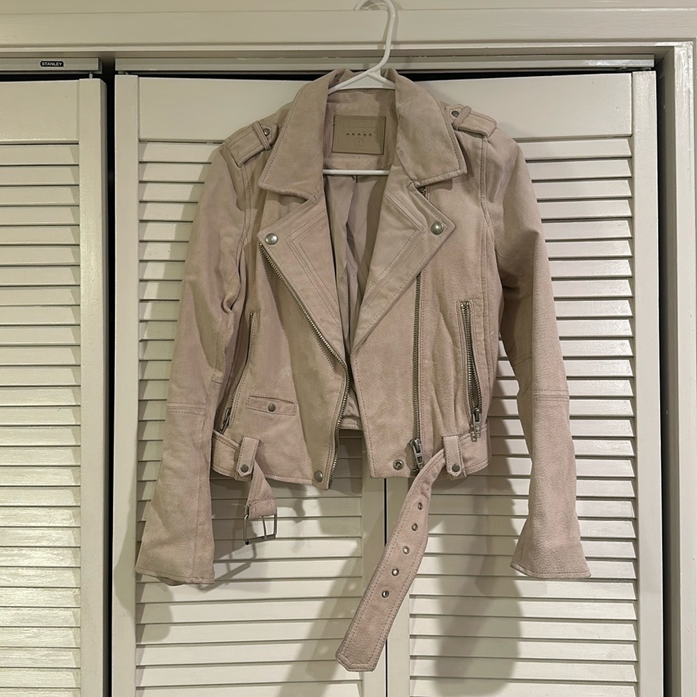 Blank NYC blush suede moto jacket, size small